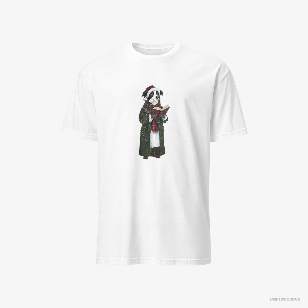 Border Collie T-Shirt – Men White T-Shirt Classic – Spreading Christmas Cheer (on White Background)