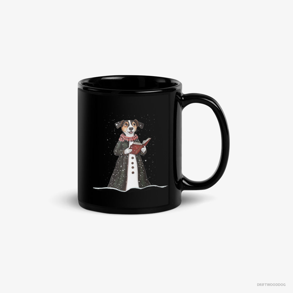 Jack Russell Terrier Carolling for Christmas – Mug Black – Classic