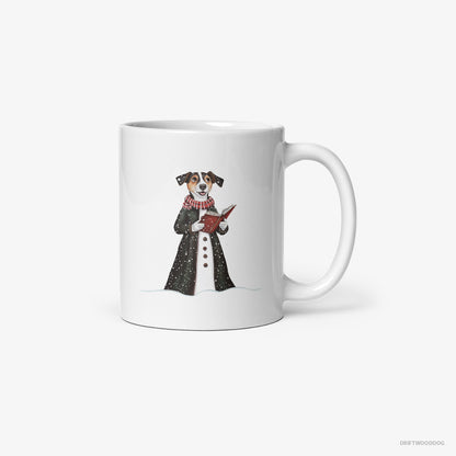 Jack Russell Terrier Carolling for Christmas White Mug