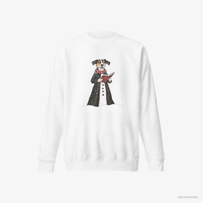 Jack Russell Terrier Carolling for Christmas White Sweatshirt