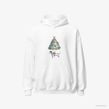 Dalmatian Hoodie – Men White Hoodie Classic – as a Christmas Tree Decoration (on White Background)