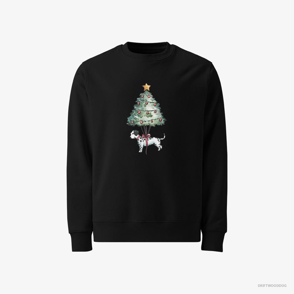 Dalmatian Sweatshirt – Men Black Sweatshirt Classic – as a Christmas Tree Decoration (on White Background)