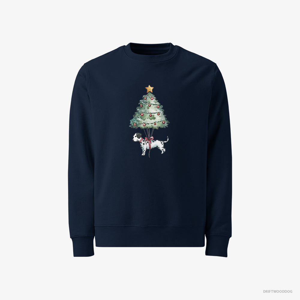 Dalmatian Sweatshirt – Men Navy Sweatshirt Classic – as a Christmas Tree Decoration (on White Background)