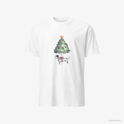 Dalmatian T-Shirt – Men White T-Shirt Classic – as a Christmas Tree Decoration (on White Background)