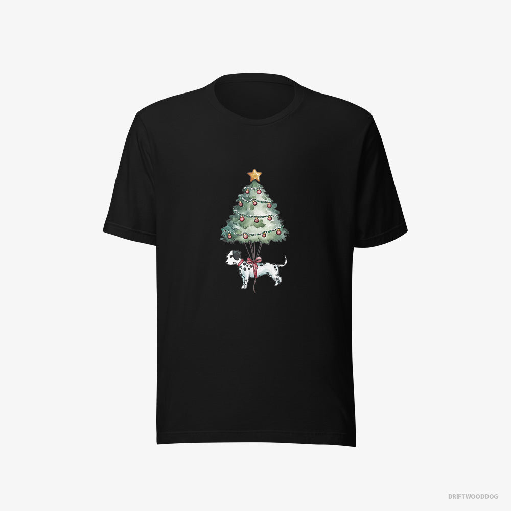 Dalmatian T-Shirt – Women Black T-Shirt Eco-Friendly – as a Christmas Tree Decoration (on White Background)