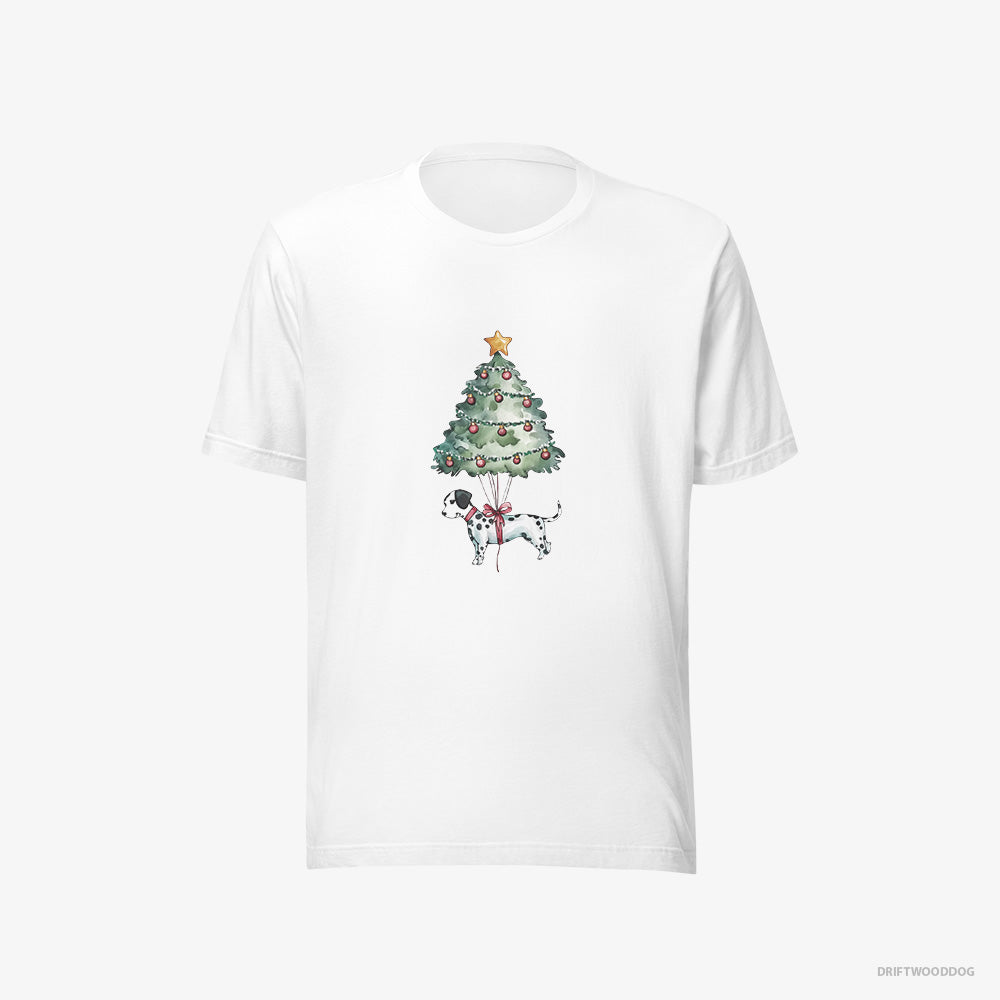 Dalmatian T-Shirt – Men White T-Shirt Eco-Friendly – as a Christmas Tree Decoration (on White Background)