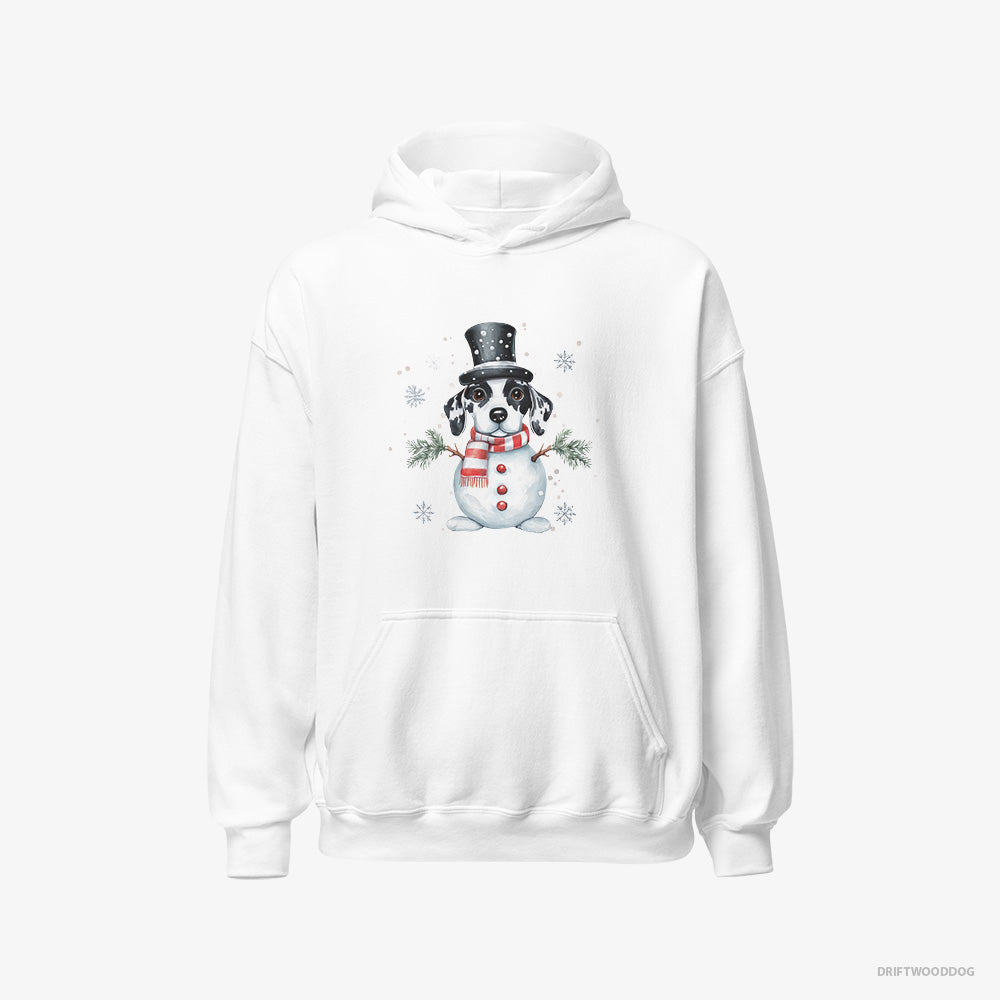 Dalmatian Hoodie – Men White Hoodie Classic – in a Snowman Suit (on White Background)