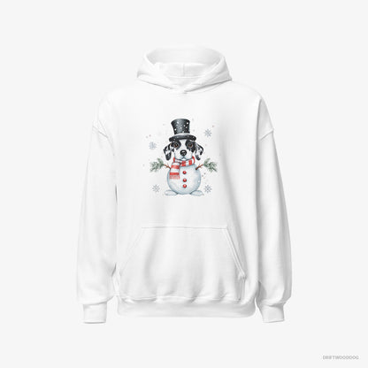 Dalmatian Hoodie – Men White Hoodie Classic – in a Snowman Suit (on White Background)