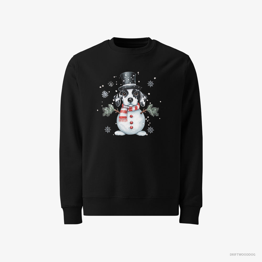 Dalmatian Sweatshirt – Men Black Sweatshirt Classic – in a Snowman Suit (on White Background)