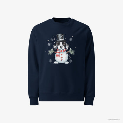 Dalmatian Sweatshirt – Men Navy Sweatshirt Classic – in a Snowman Suit (on White Background)