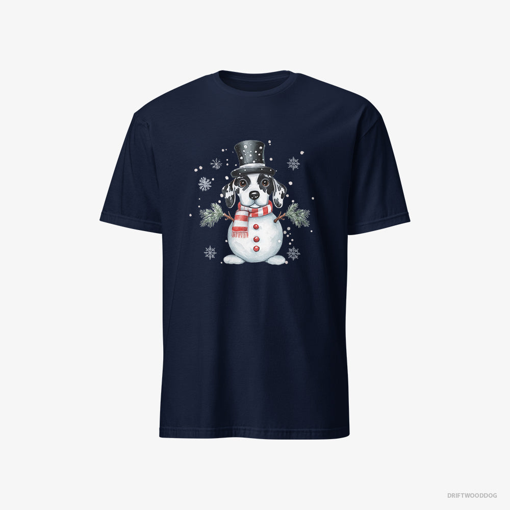 Dalmatian T-Shirt – Men Navy T-Shirt Classic – in a Snowman Suit (on White Background)