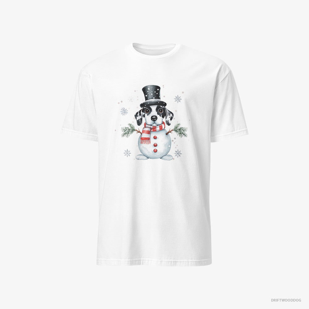 Dalmatian T-Shirt – Men White T-Shirt Classic – in a Snowman Suit (on White Background)