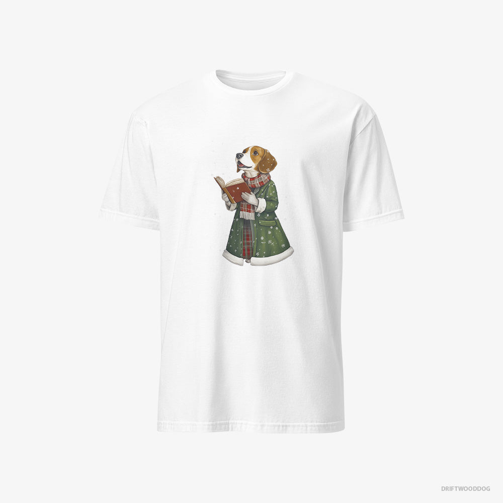 Beagle T-Shirt – Men White T-Shirt Classic – Singing Holiday Carols (on White Background)