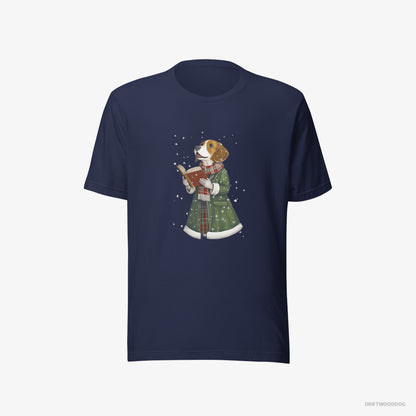 Beagle Singing Holiday Carols Navy T-Shirt