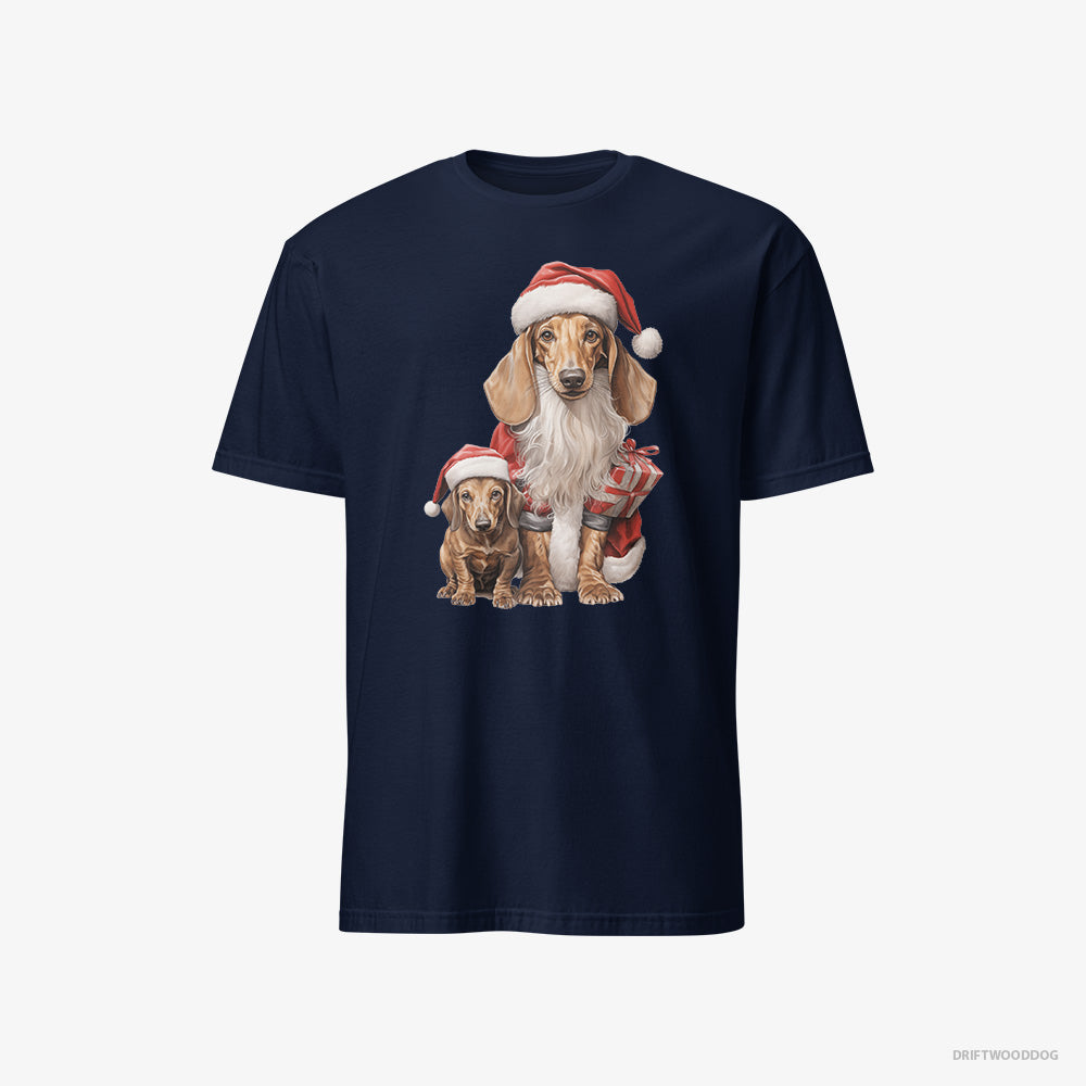 Dachshund with its Puppy Ready for the Christmas – Women's T-Shirt Navy – Classic