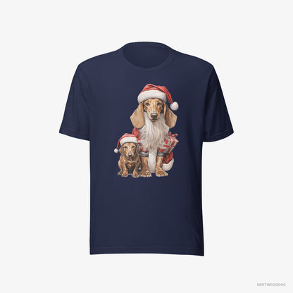 Dachshund with its Puppy Ready for the Christmas Navy T-Shirt