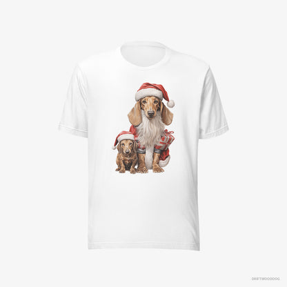 Dachshund with its Puppy Ready for the Christmas White T-Shirt