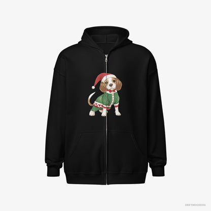 Beagle in a Christmas Elf Costume Black Hoodie