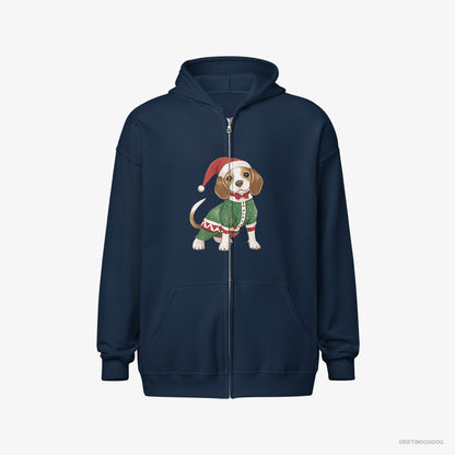 Beagle in a Christmas Elf Costume Navy Hoodie