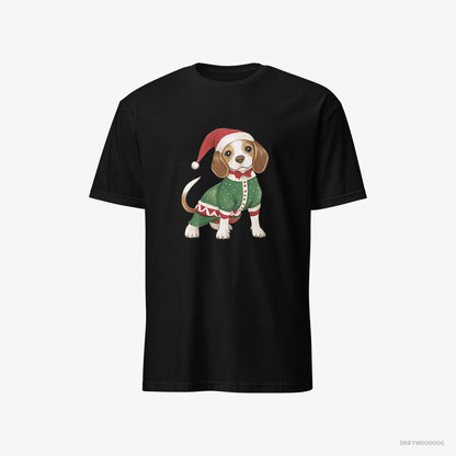 Beagle in a Christmas Elf Costume Black T-Shirt