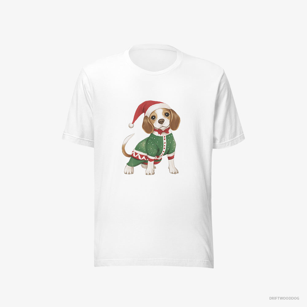 Beagle in a Christmas Elf Costume – Women's T-Shirt White Eco – Eco-Friendly