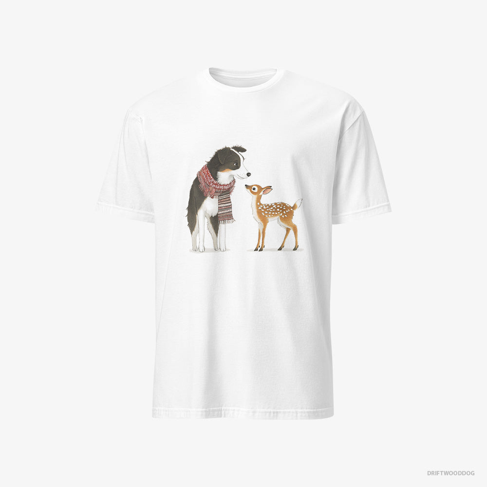 Border Collie Meeting a Little Reindeer – Men's T-Shirt White – Classic