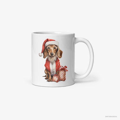 Dachshund in a Santa Costume with Christmas Bags White Mug