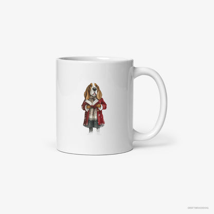 Basset Hound Belting Out Christmas Carols White Mug