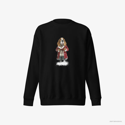 Basset Hound Belting Out Christmas Carols Black Sweatshirt