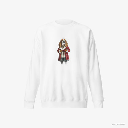 Basset Hound Belting Out Christmas Carols White Sweatshirt