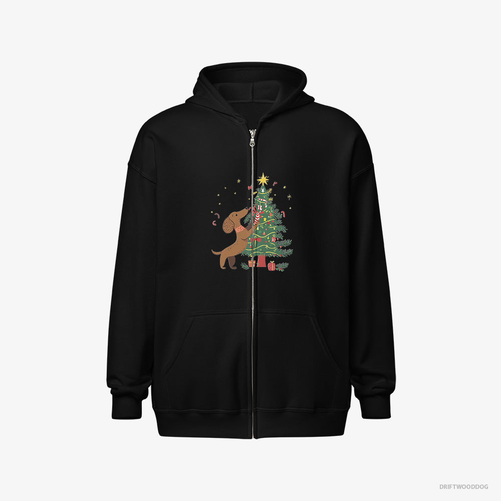 Dachshund Decorating the Christmas Tree Full-Zip Hoodie