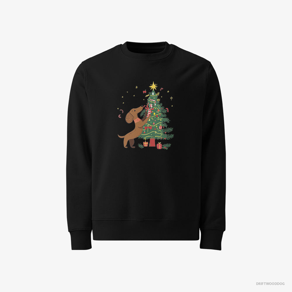 Dachshund Decorating the Christmas Tree – Women's Sweatshirt Black – Classic