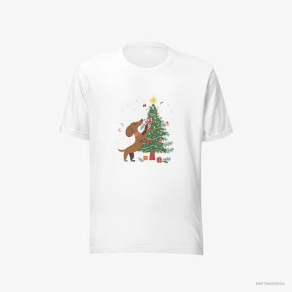 Dachshund Decorating the Christmas Tree White T-Shirt