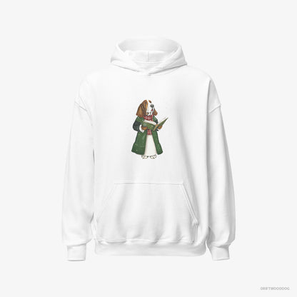 Basset Hound Hoodie – Men White Hoodie Classic – Joyfully Singing Christmas Songs (on White Background)