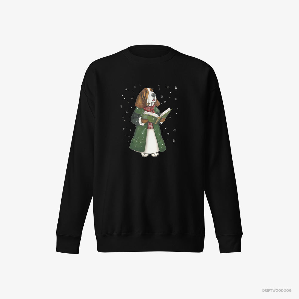 Basset Hound Joyfully Singing Christmas Songs – Women's Sweatshirt Black Eco – Eco-Friendly