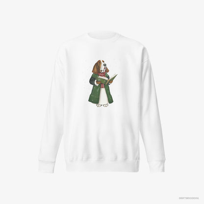 Basset Hound Joyfully Singing Christmas Songs White Sweatshirt