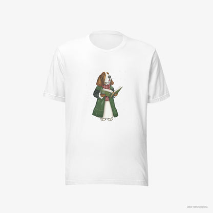 Basset Hound Joyfully Singing Christmas Songs White T-Shirt