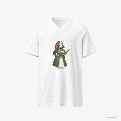 Basset Hound Joyfully Singing Christmas Songs White T-Shirt