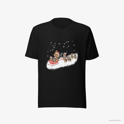 Yorkshire Terrier Racing on a Sled with Puppies Black T-Shirt