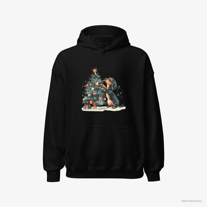 Dachshund Styling the Christmas Tree Black Hoodie