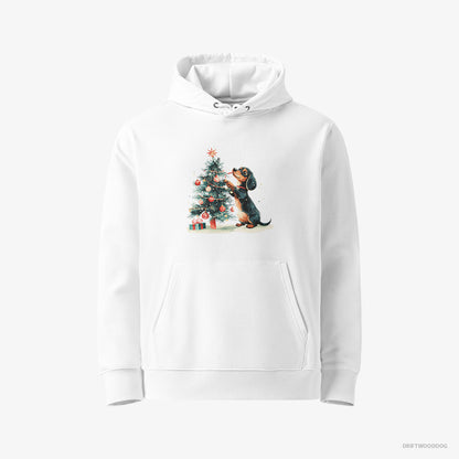 Dachshund Styling the Christmas Tree White Hoodie