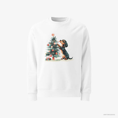 Dachshund Styling the Christmas Tree White Sweatshirt