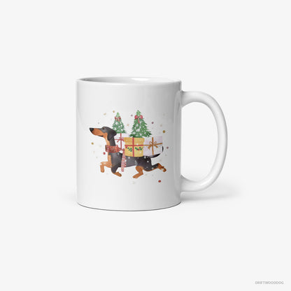 Dobermann in Christmas Spirit Carrying Gifts White Mug