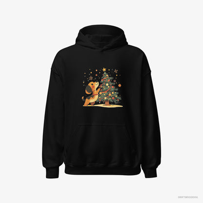 Dachshund Setting Up the Christmas Tree Black Hoodie