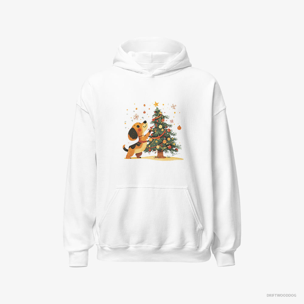 Dachshund Setting Up the Christmas Tree – Men's Hoodie White – Classic