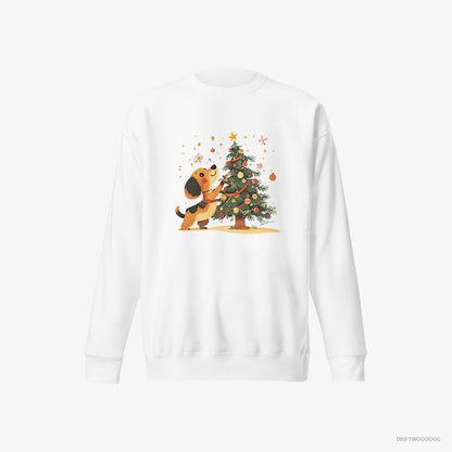 Dachshund Setting Up the Christmas Tree White Sweatshirt