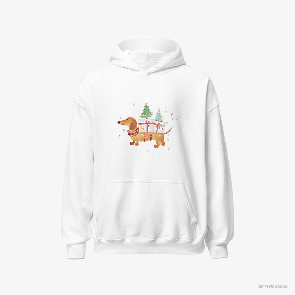 Dachshund Bringing Holiday Cheer with Gifts – Men's Hoodie White – Classic