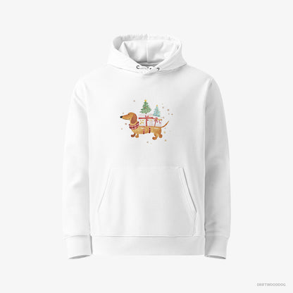 Dachshund Bringing Holiday Cheer with Gifts White Hoodie