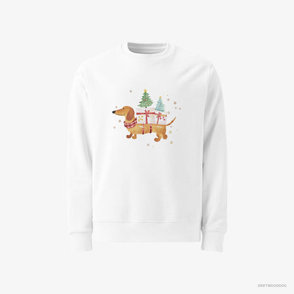 Dachshund Bringing Holiday Cheer with Gifts White Sweatshirt