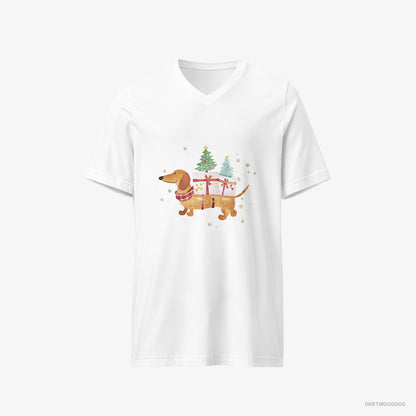 Dachshund Bringing Holiday Cheer with Gifts White T-Shirt